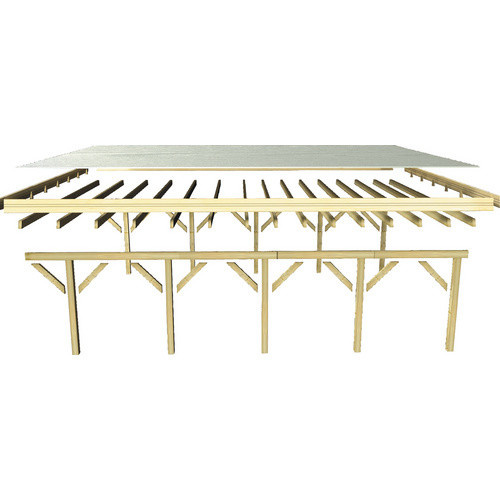 Karibu Einzelcarport Classic 2 Variante A mit StahlDach in Natur-Grün, B/T: 273 x 586 cm - Bild 3