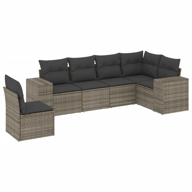 Vidaxl Gartenmöbel-Set aus Polyrattan mit 6-teiliger Polsterung in Grau - Bild 2