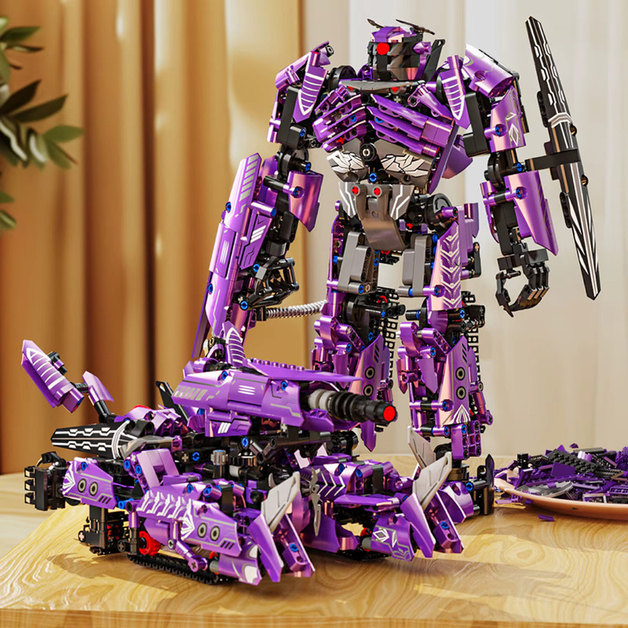 Wishiot 2-in-1 Transforming Mecha DIY Modellbaustein-Set aus 1058 Mini Bricks in Lila - Bild 6