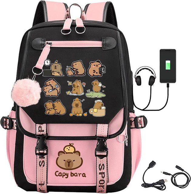3-teiliges Schulrucksack-Set für Schüler in Schwarz aus Oxford-Stoff mit Schultasche, Schultergurt und Federmäppchen - Bild 1