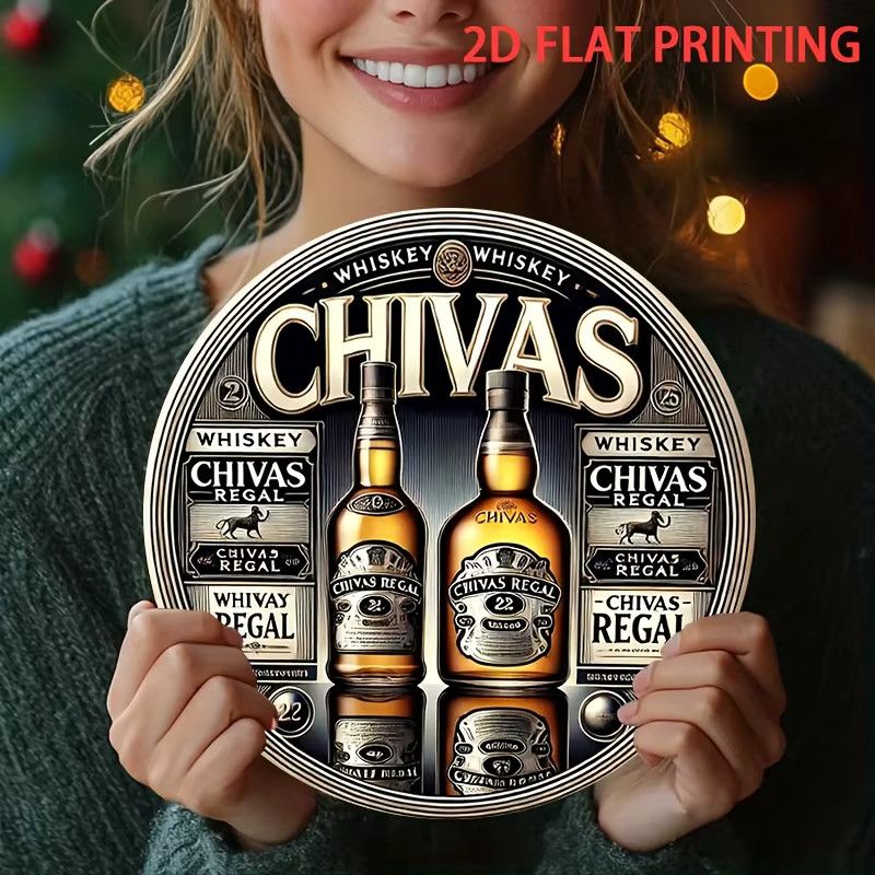 Chivas Regal Whiskey Bottles Wanddekoration aus Schmiedeeisen, runder Metallschild für Home Bar und Club, Durchmesser: 20 cm - Bild 2