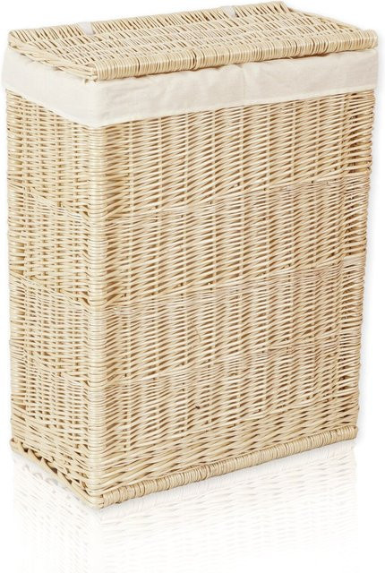 Lycce Nischenwäschekorb aus geflochtener Weide mit Deckel und herausnehmbarem Einsatz, Beige, 60 l - Bild 1