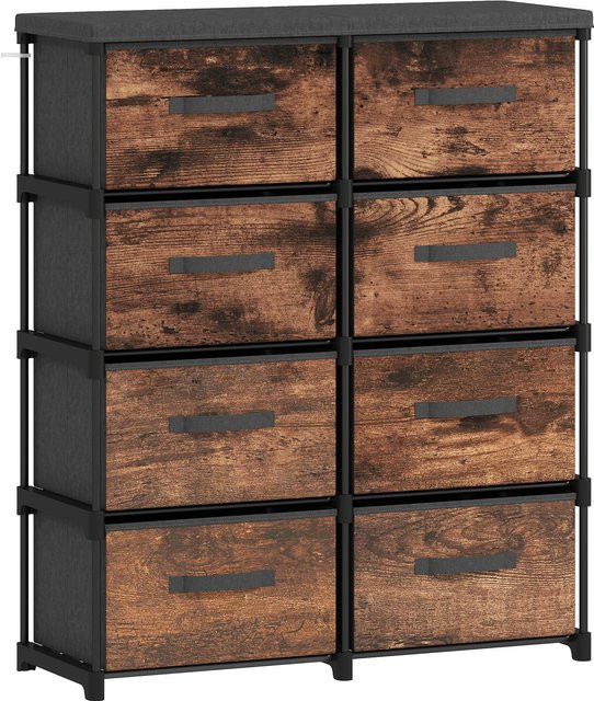 HOMCOM Kommode mit 8 Schubladen aus Vliesstoff und Metallrahmen in Rustikal-Braun, B/T/H: 84,5 x 30,5 x 100 cm - Bild 1