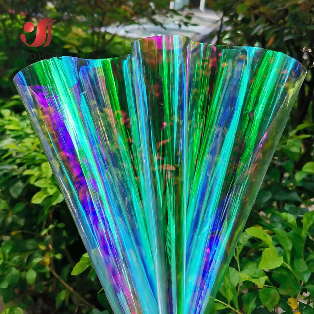 Schillernder holografischer PVC-Film in Transparent und Multicolour für DIY-Bastelprojekte, Handtaschen und Schuhe - Bild 1