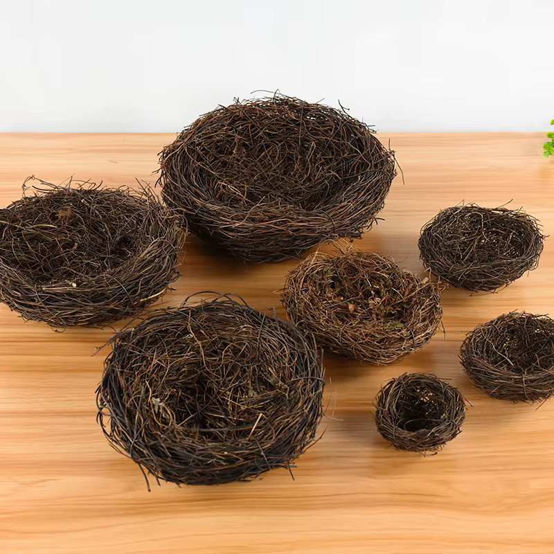 ZQCXLD Künstliches Rattan Vogelnest in Braun für Ostern und DIY-Dekorationen - Bild 4