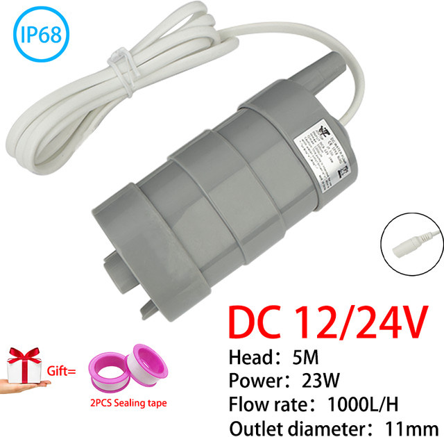 Bürstenloser Tauchpumpenkopf von xmshxltd in Grau, 1000L/H Förderleistung und 5M Förderhöhe, geeignet für DC12V und DC24V zur Kühlung von Schneidemaschinen oder für die Duschwasserversorgung - Bild 1