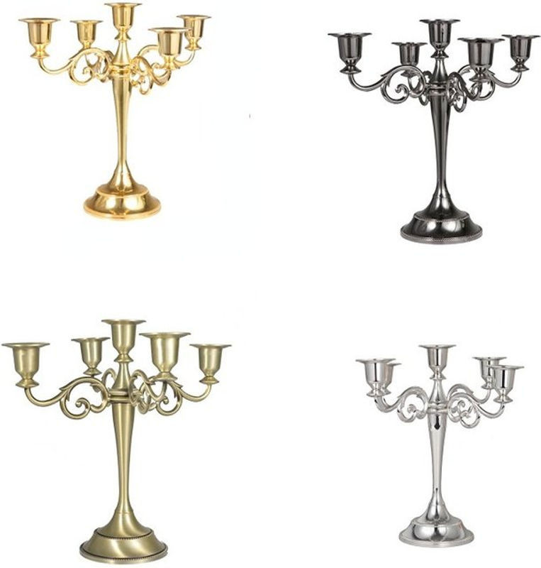 Retro Kerzenhalter aus Metall im Vintage-Stil für Tafelkerzen in Schwarz oder Gold - Bild 1