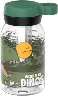 Mepal Campus Trinkflasche mit Trinkhalm, Green, 450 ml, Dino - Bild 1