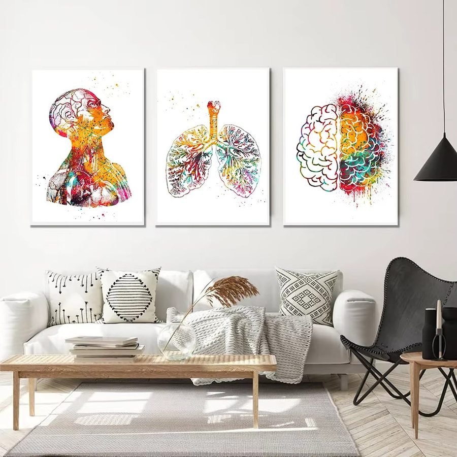 Potdemiel Wandkunst Leinwand Poster Menschliches Muskelsystem Anatomie Medizinische Bildung Dekoration Mehrfarbig - Bild 2