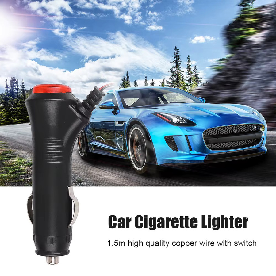 KEBETEME Auto Ladegerät mit Ein-Aus-Schalter und 1,5 Meter Kabel für 12V 24V Zigarettenanzüger Buchse in Schwarz - Bild 2