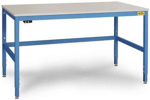 Manuflex CANTOLAB ESD-Arbeitstisch Spezial mit Melaminplatte, Licht-Blau, höhenverstellbar, B/T/H: 200 x 100 x 75,2-95,2 cm - Bild 1