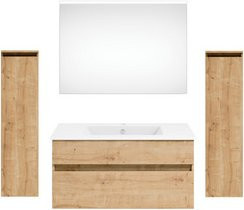 Get2You Badmöbel-Set twenty one, 5-teilig, Waschbecken, braun und weiß, B/H/T: 92 x 1,5 x 51 cm - Bild 1