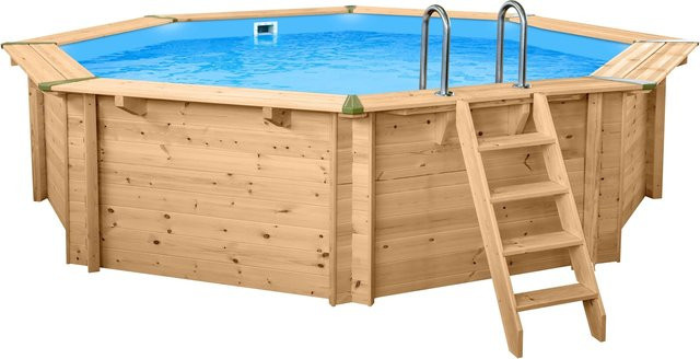 Interhiva Holzpool Java in Braun mit Poolroboter Ultimate Set, Durchmesser: 5,30 m, Höhe: 1,36 m - Bild 1