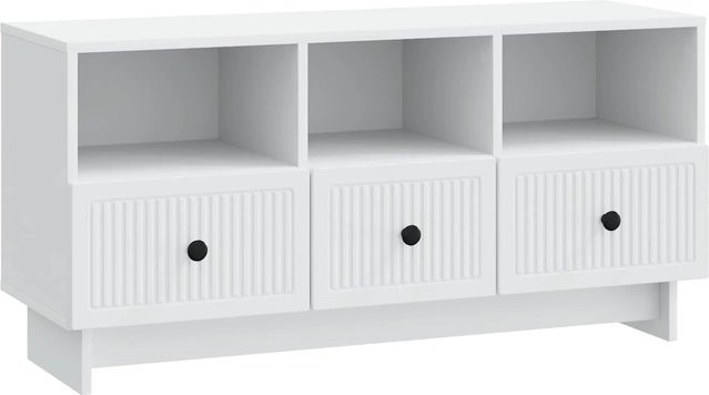 vidaXL TV-Schrank mit Schubladen in Weiß im Vintage-Stil, B/T/H: 102 x 34,5 x 50 cm - Bild 1