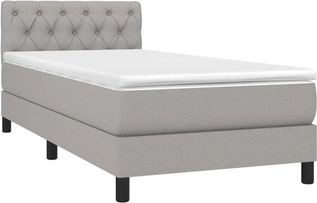 vidaXL Boxspringbett mit Matratze in Hellgrau, Hybridbett mit LED-Unterbettbeleuchtung und USB-Ladeport, B/T: 80 x 200 cm - Bild 1
