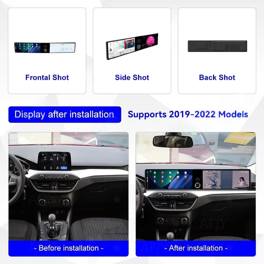 YANFU Duales Android 14 Autoradio mit 12,3 Zoll HD-Bildschirm für Ford Focus 2019-2022 inklusive CarPlay, GPS-Navigation und Multimedia-Player in Schwarz - Bild 2