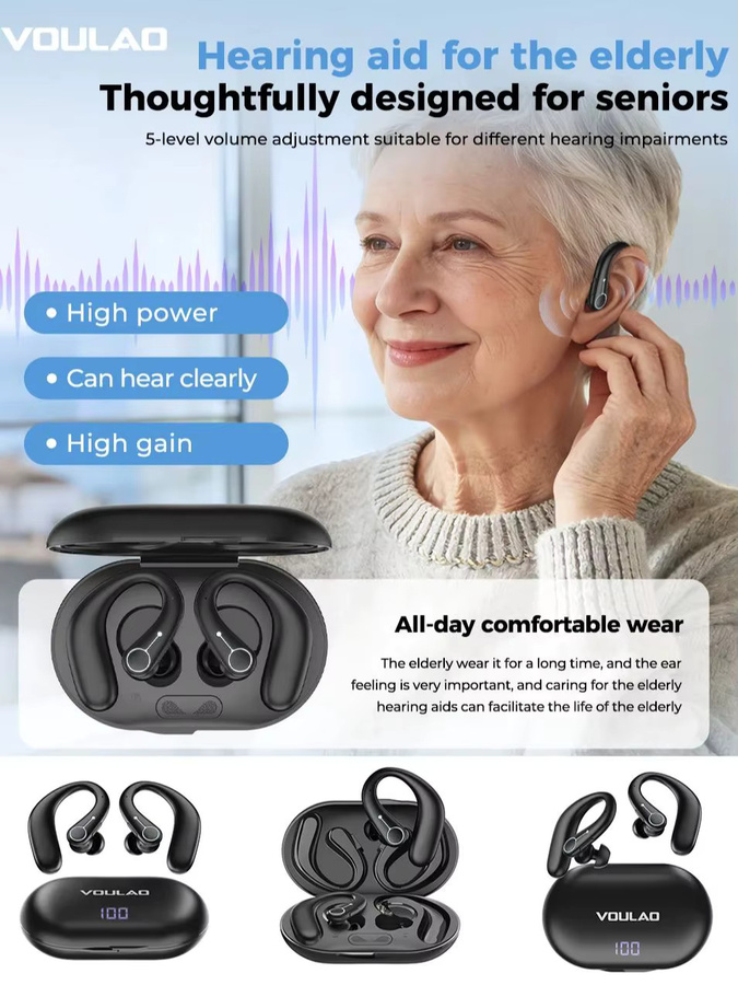 VOULAO Bluetooth-Kopfhörer in Schwarz mit KI-Übersetzer für Gehörlose und Schwerhörige und Geräuschunterdrückung - Bild 6