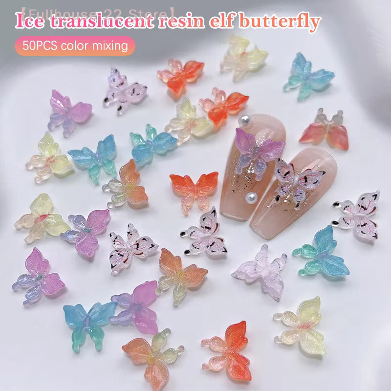 Heabety Nagel-Charms, 3D-Blumen und Schmetterlinge, Glänzend, 50 Stück - Bild 3