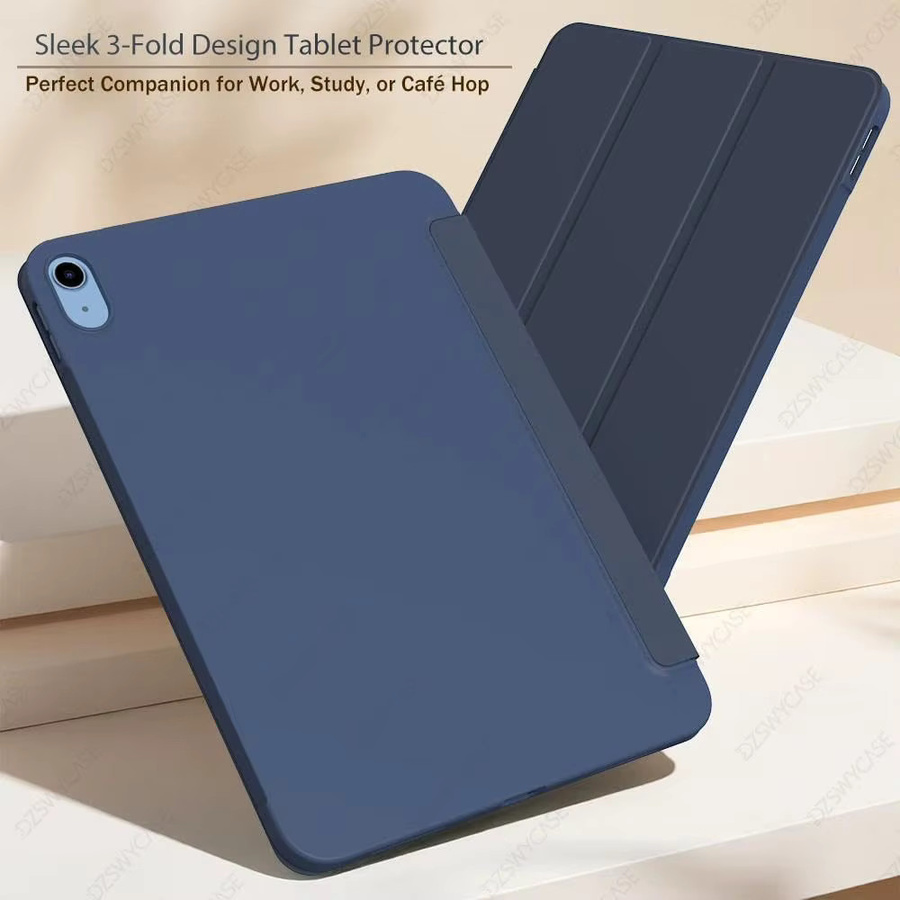 DZSWYCASE Silikonhülle für iPad Air 11 Zoll (M4, M3, M2) und iPad Air 5./4. Generation 10,9 Zoll mit Dreifach-Standfunktion und Auto-Wake/Sleep-Funktion in Schwarz oder Blau - Bild 3