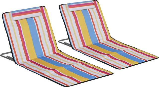 Outsunny 2er Set Strandmatten mit verstellbarem Kopfkissen und Höhenverstellung, mehrfarbig, Stahl, B/T/H: 134 x 48 x 33-43 cm - Bild 1