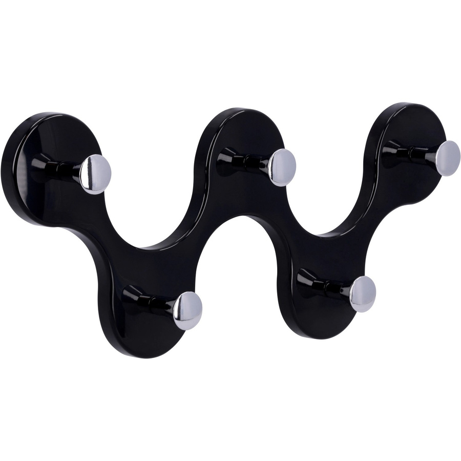 Siro Hakenleiste 01047 aus Kunststoff in Schwarz und Chrom mit 5 Haken, Länge: 248 mm - Bild 2