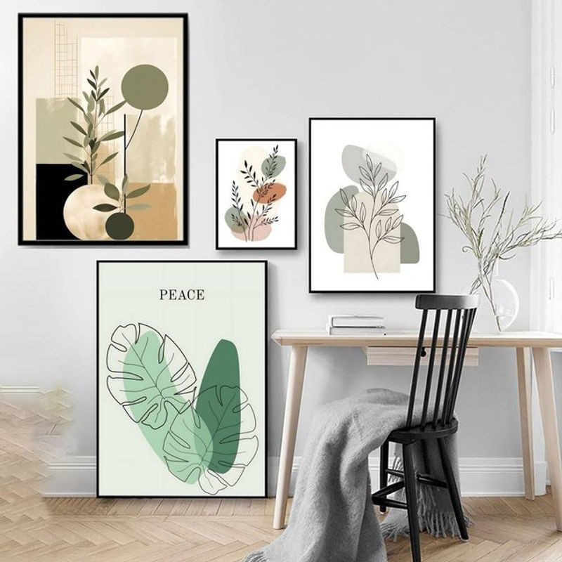 Kayou Botanisches Poster Nordic Sage Green mit Blumen und Blättern, Hochformat, Rahmenlos, Papier, B/H: 15 x 20 cm - Bild 1