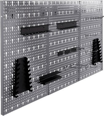 Ondis24 Lochwand aus Metall in rot/grau, B/H/T: 119,5 x 59,5 x 2,5 cm - Bild 1