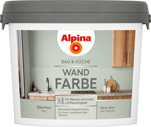 Alpina Wandfarbe Bad & Küche Silberfarn Matt, 2,5 l - Bild 1
