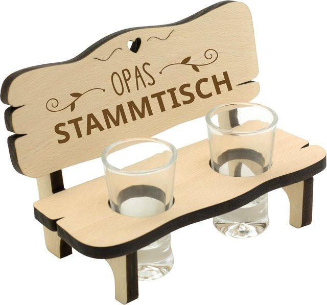 HTI-Living Schnapsbank Opas Stammtisch mit 2 transparenten Gläsern - Bild 1