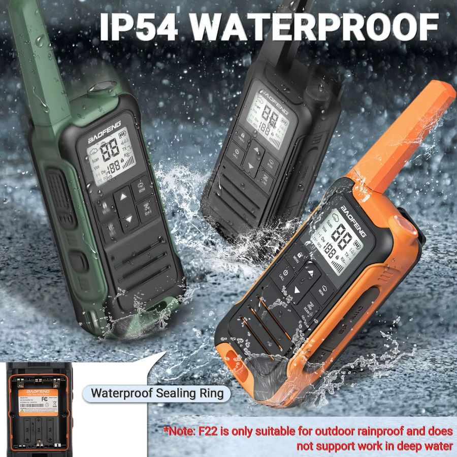 Baofeng F22 Mini Walkie Talkie Set, 2 Stück, wasserdicht, mit USB-C Ladegerät, PMR 446 FRS Funkgeräte für Camping - Bild 2