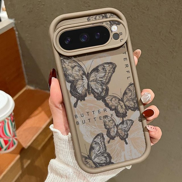Stoßfeste Silikon-Handyhülle mit Retro-Schmetterlings-Design für Google Pixel 10, 9 Pro XL, 9, 8, 7 Pro, 9A, 8A, 7A in Multicolour - Bild 1