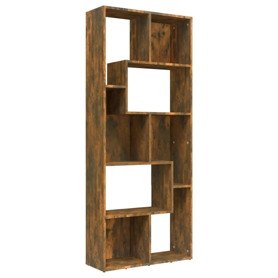 vidaXL Bücherregal in Räuchereiche, modernes Wandregal aus MDF, Braun, B/T/H: 67 x 24 x 161 cm - Bild 2