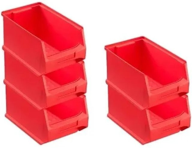 PROREGAL SparSet 5 x Rote Sichtlagerboxen, H x B x T: 23,5 x 12,5 x 14,5 cm - Bild 1