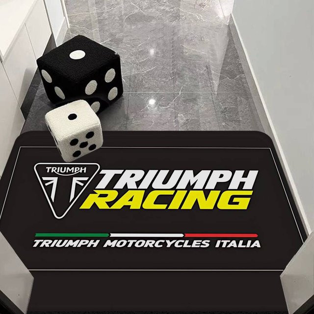 T-Triumph Motorrad Logo Fußmatte in Schwarz, Anti-Rutsch Teppich für Wohnzimmer oder Kinderzimmer, B: 80 cm, L: 160 cm - Bild 1