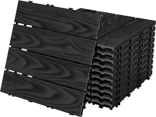 ML-Design WPC Terrassenfliesen in Anthrazit mit Holzoptik und Klicksystem, 11 Stück, B/T: 30 x 30 cm - Bild 1