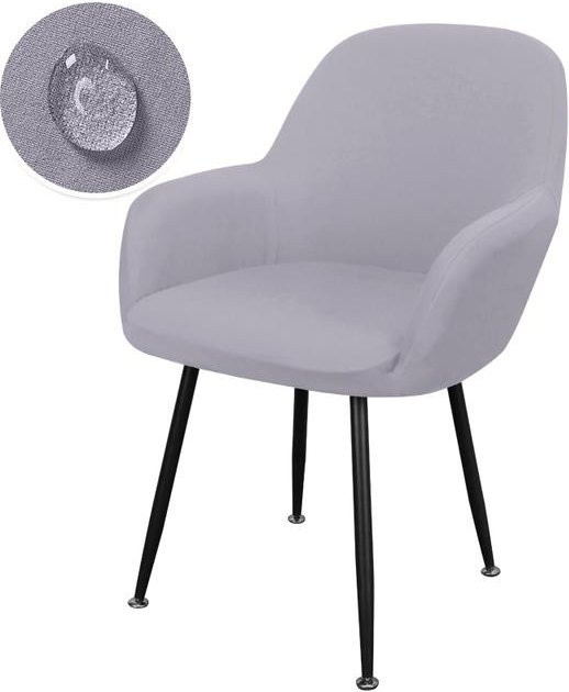 Lellen Wasserdichter Sesselbezug aus Stretch-Material in Silber für Esszimmerstühle und Bürostühle mit hohen Armlehnen, waschbar und rutschfest - Bild 1