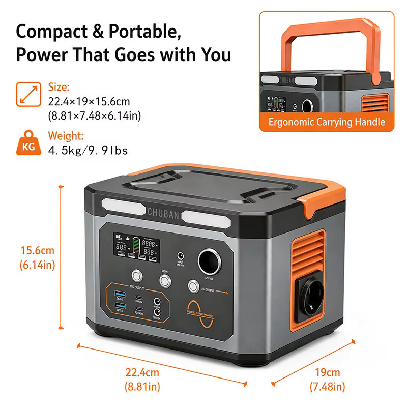 CHUBAN Tragbare Powerstation 600W 100000mAh mit reiner Sinuswelle als Solargenerator für Camping und Outdoor mit EU-Stecker - Bild 2