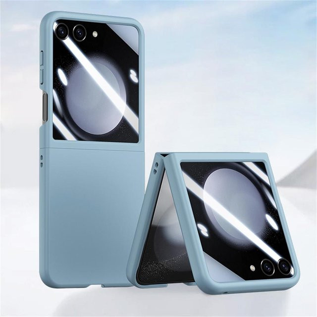 Samsung Galaxy Z Flip 6 Hülle mit Displayschutz in Blau, ultra schlank und matt, stoßfeste PC-Schutzhülle kompatibel mit Samsung Galaxy Z Flip 6 und Z Flip 5 - Bild 1