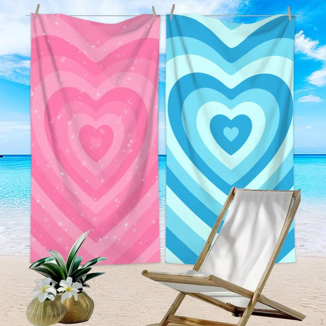Herzförmiges Strandtuch für Liebespaare aus ultrafeiner Mikrofaser, schnell trocknend und saugfähig, B/H: 150 x 150 cm - Bild 1