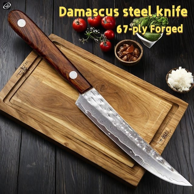 ALLWIN HOUSEWARE W Obstmesser aus 67-lagigem Damaststahl mit Massivholzgriff in Silber - Bild 1