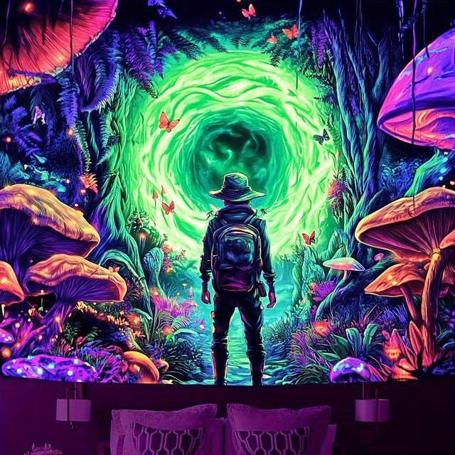 VIKAMA Wandbehang Fantasy Forest Mystic Vortex Passage in Mehrfarbig als Dekoration für Gaming- und Meditationsräume - Bild 1