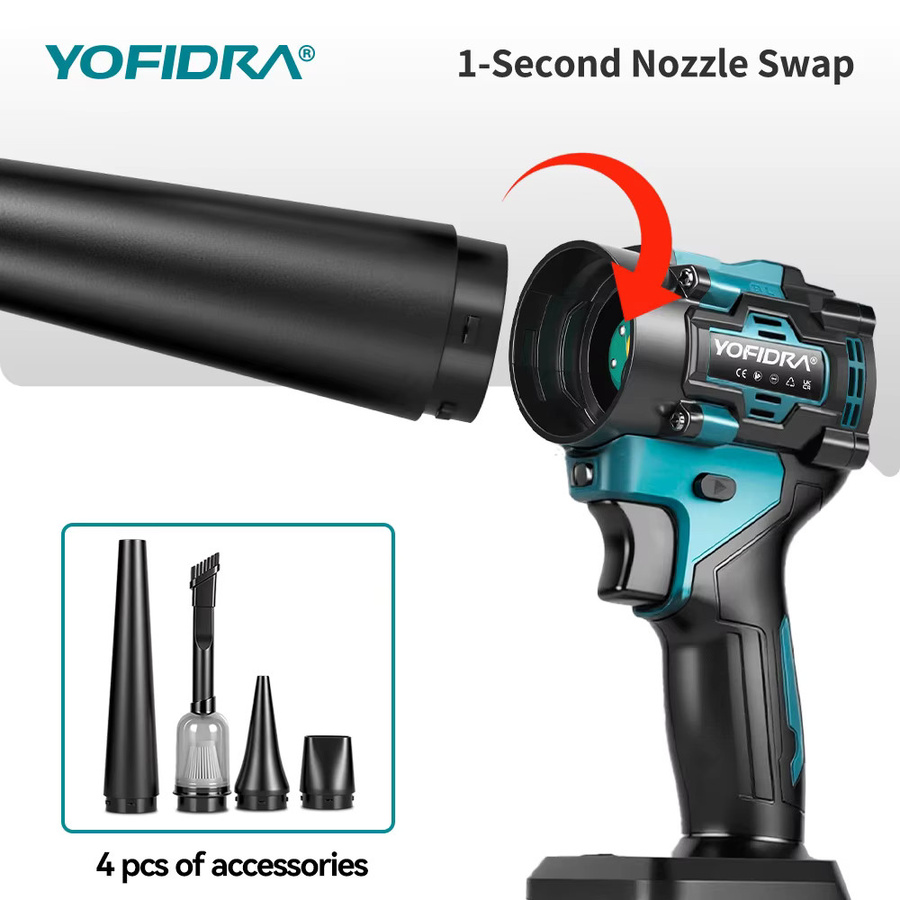 YOFIDRA 2-in-1 Elektro-Luftbläser und -Sauger mit 80000RPM Turbo-Lüfter für Makita LXT Akkus - Bild 3