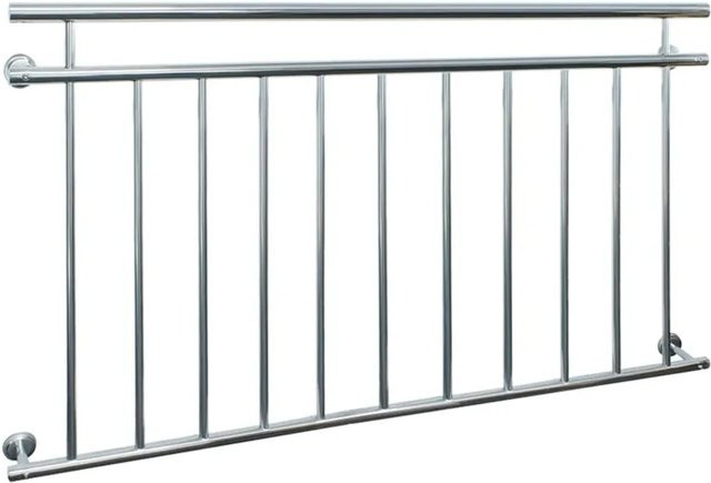 Französischer Balkon ECD Germany in Silber mit 11 Füllstäben, Breite: 156 cm, Höhe: 90 cm - Bild 1