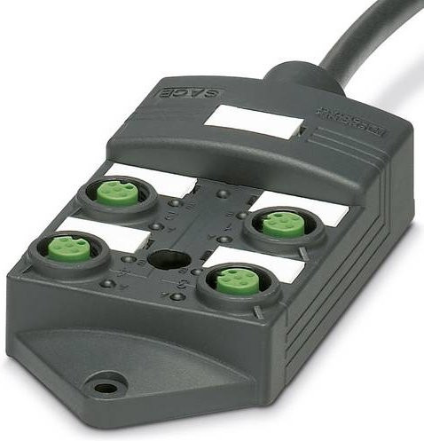 Phoenix Contact SACB-4/ 8-L- 5,0PUR SCO P 1452602 Sensor/Aktorbox passiv M12-Verteiler mit Kunststoffgewinde in Grau - Bild 1