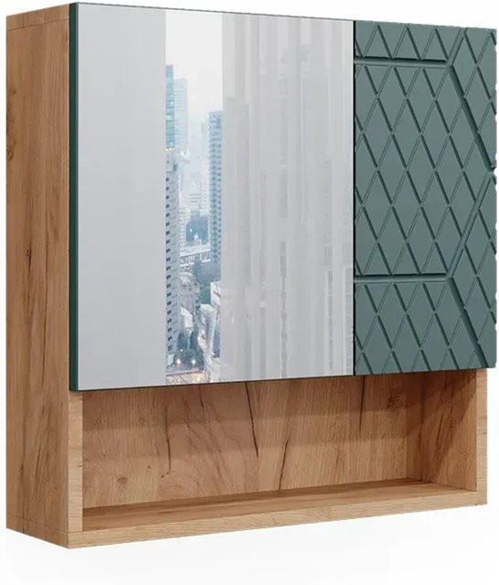 Vicco Badspiegelschrank Irma Eiche Grün Gold B/H: 54 x 55 cm - Bild 2