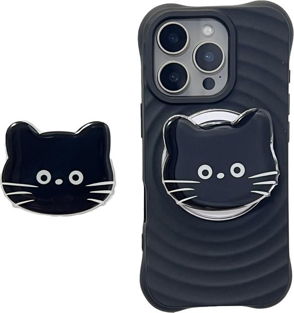 Schwarzer Katzen Griptok Handyhalter für iPhone 17 Pro Max und 16 Pro Max Hüllen - Bild 1