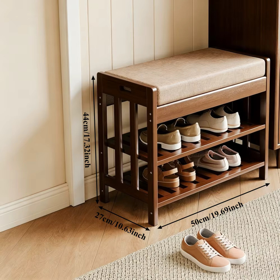 Schuhschrank LIUSHADUOLA mit gepolsterter Sitzbank für den Eingangsbereich, schmaler Schuhaufbewahrung in modernem Design aus Holz, matt - Bild 2