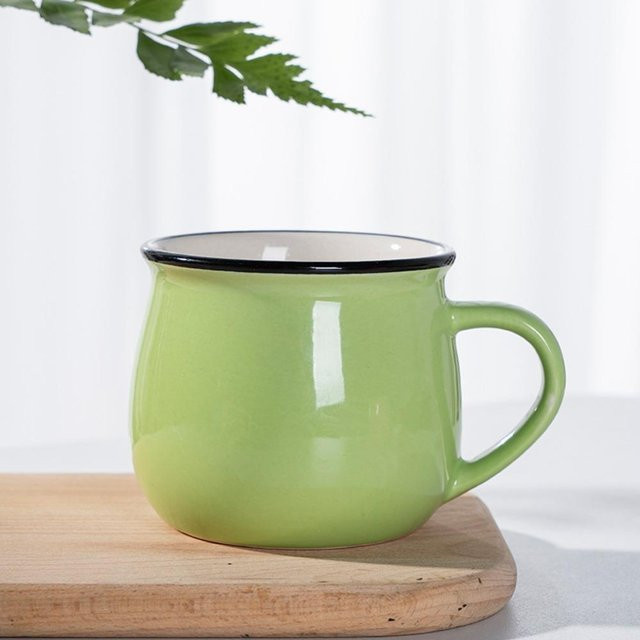 Hejun Keramiktasse in Grün, klassischer Becher für Kaffee oder Tee mit 300 ml oder 400 ml Volumen - Bild 1