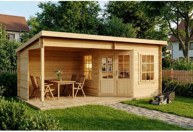 Alpholz Gartenhaus Carl-28 Pultdach Unbehandelt in Braun B: 622 cm x T: 332 cm - Bild 1