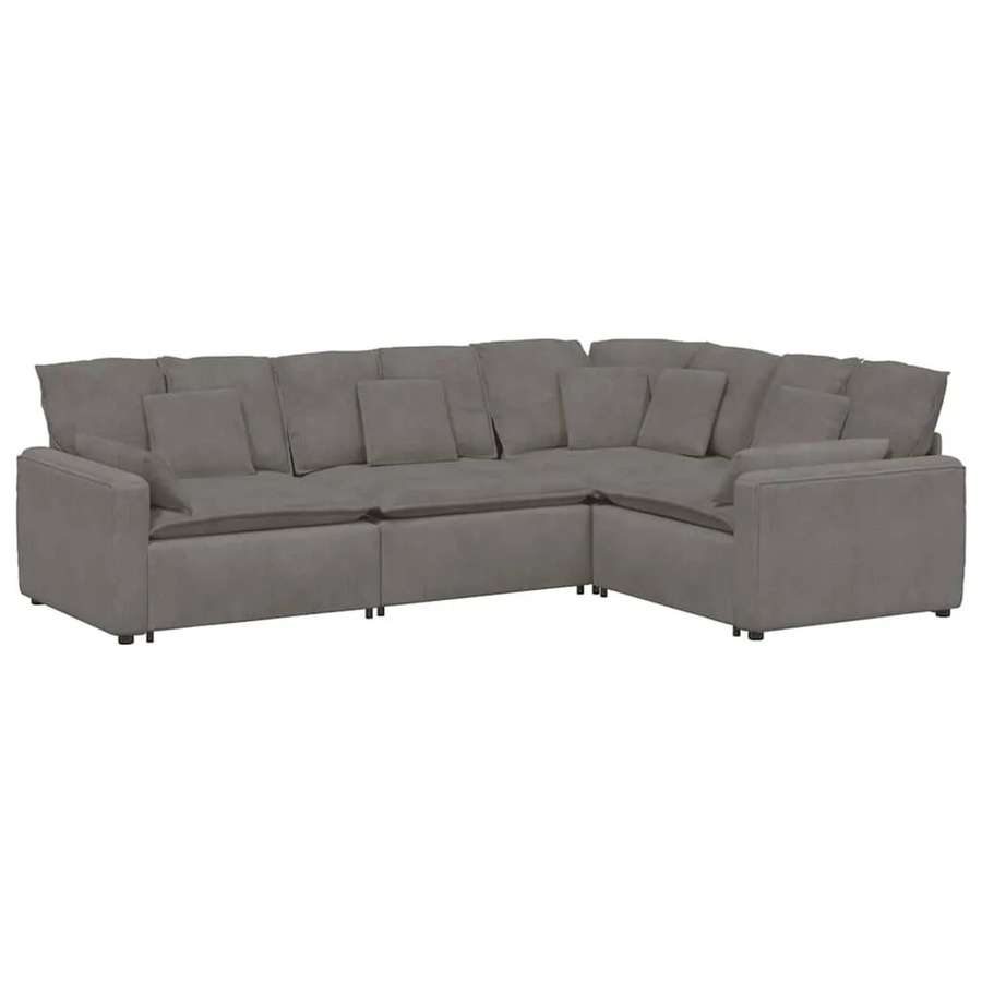 vidaXL Modulares U-Form Sofa mit Kissen aus Cordstoff in Hellgrau - Bild 2